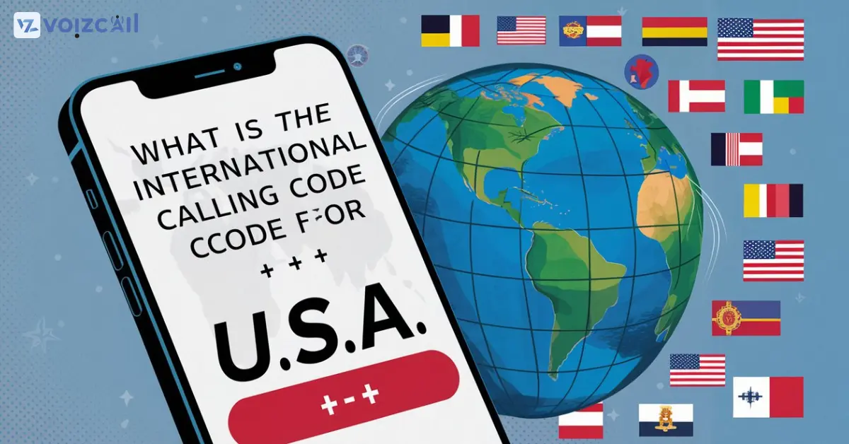 USA flag with international calling code +1 symbol