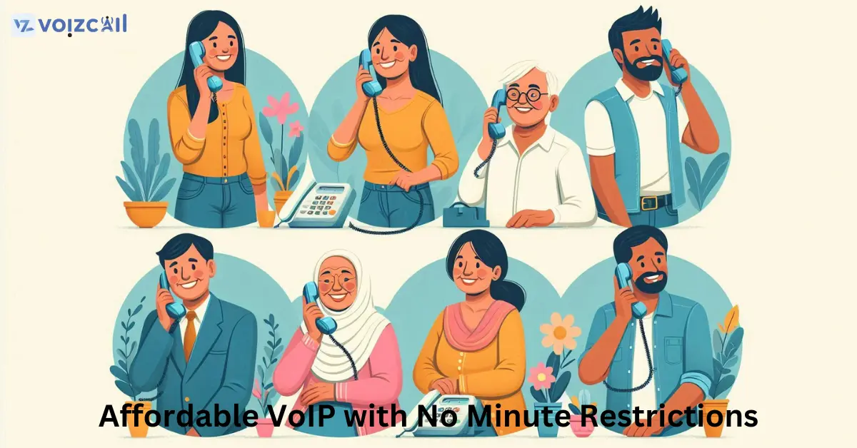 Family using a VoIP phone to talk to a relative