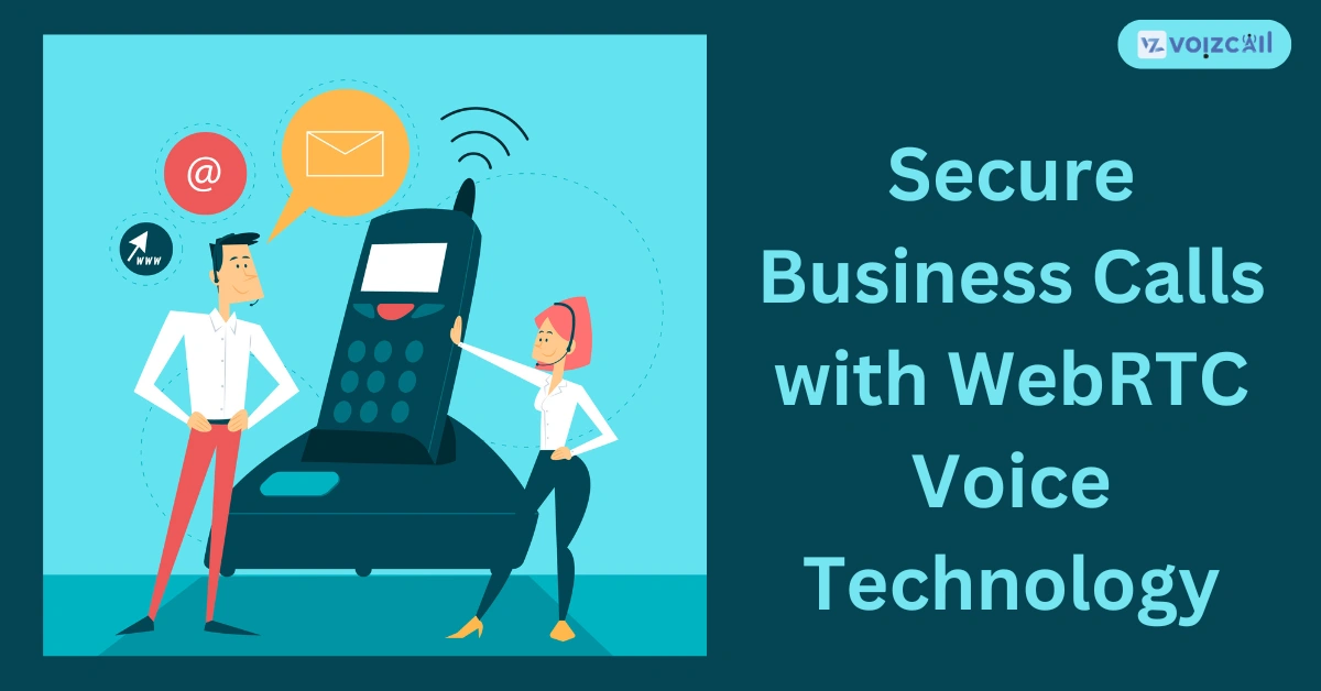 Person making a secure business call using WebRTC